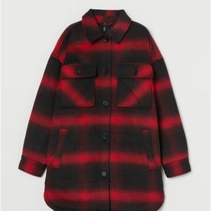 H&M red plaid shacket